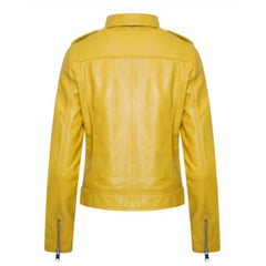 Stylish Yellow Biker Women's Leather Jacket