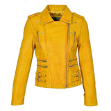 Modish Yellow Women's Biker Leather Jacket