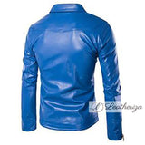 Men's Blue Motorcycle Leather Jacket