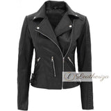 Stylish Black Biker Leather Jacket For Women