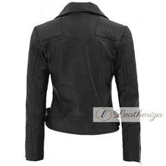 Stylish Black Biker Leather Jacket For Women