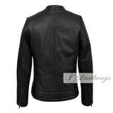 Graceful Black Leather Jacket For Women