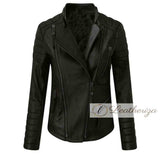 Leeza Racer Stylish Black Leather Jacket For Women