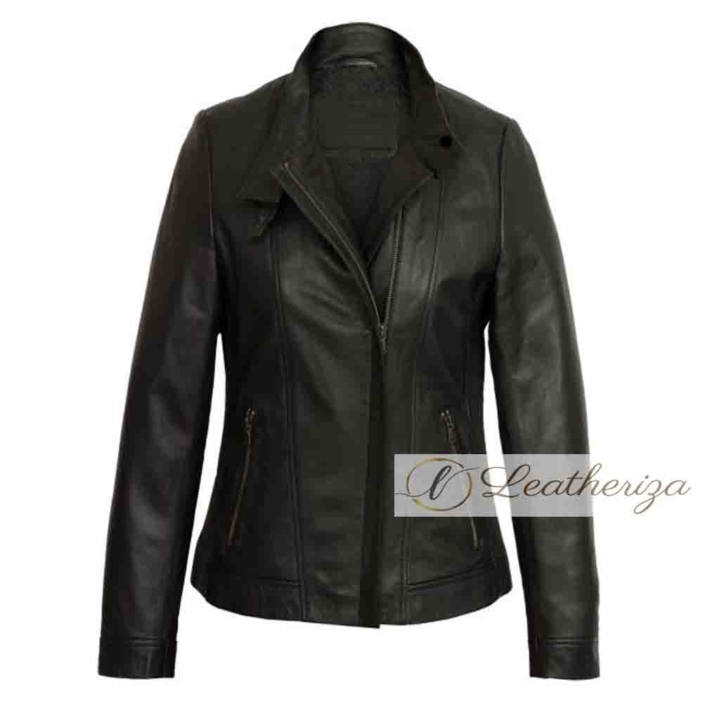 Esme Biker Black Leather Jacket For Women