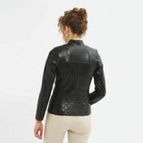 Black Women?s Leather Biker Genuine Sheepskin Jacket for Women