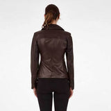 Dark Brown Biker Leather Jacket for Women