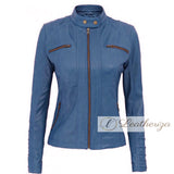 Admiral Blue Women's Real Leather Jacket