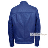 Stylish Cobalt Blue Biker Men's Leather Jacket