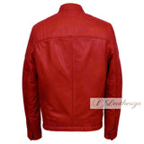 Crimson Red Stylish Elegant Red Leather Jacket For Men