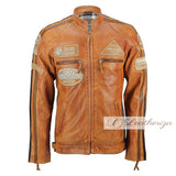 Classic Russet Brown Leather Jacket For Men