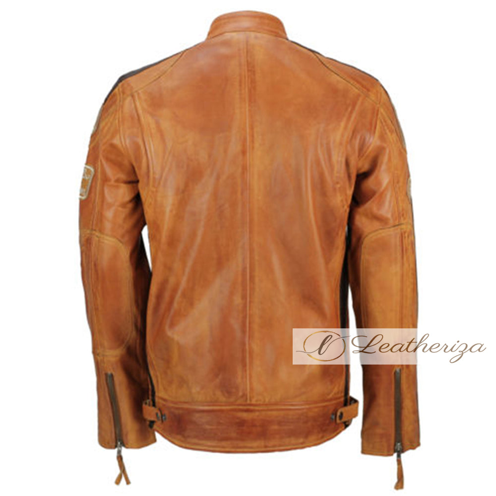 Classic Russet Brown Leather Jacket For Men