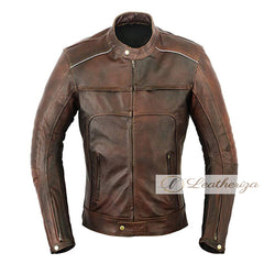 Vintage Classic Hickory Brown Leather Jacket For Men