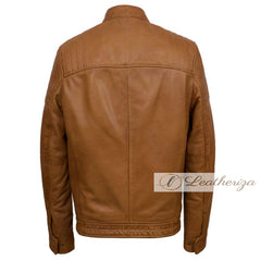 Tawny Brown Leather Jacket For Men