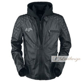 Bat Man Shearling Black Leather Jacket For Men