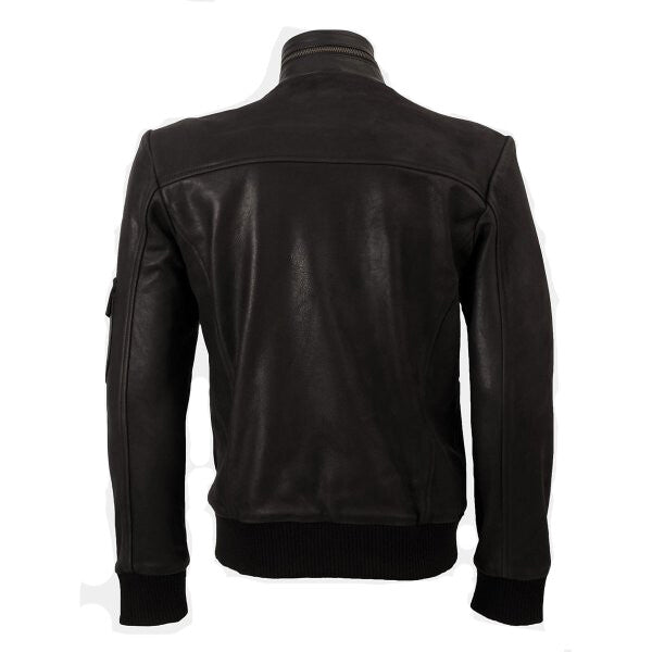 Men's High-Neck Brown Leather Jacket