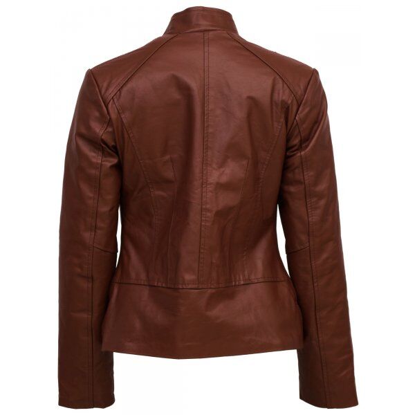 Women's Elegant Brown Leather Jacket
