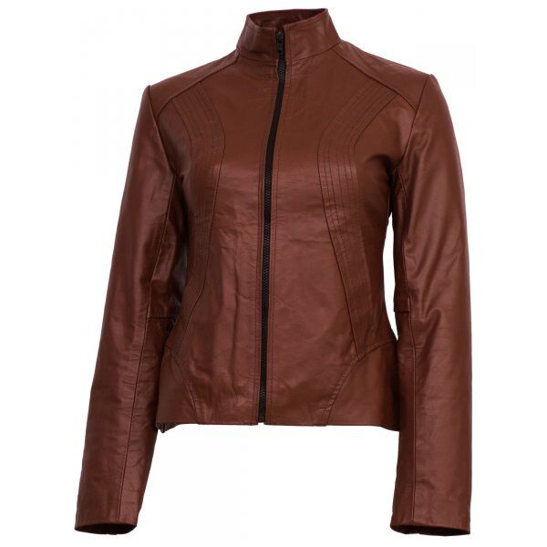 Women's Elegant Brown Leather Jacket