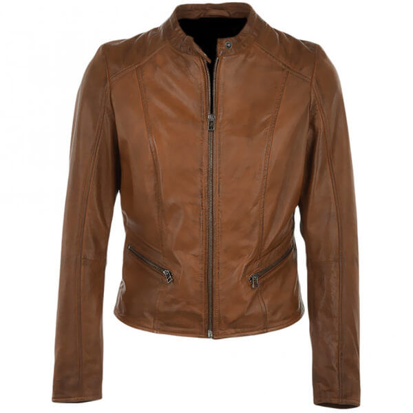 Women's Chocolate Brown Ionic Leather Jacket