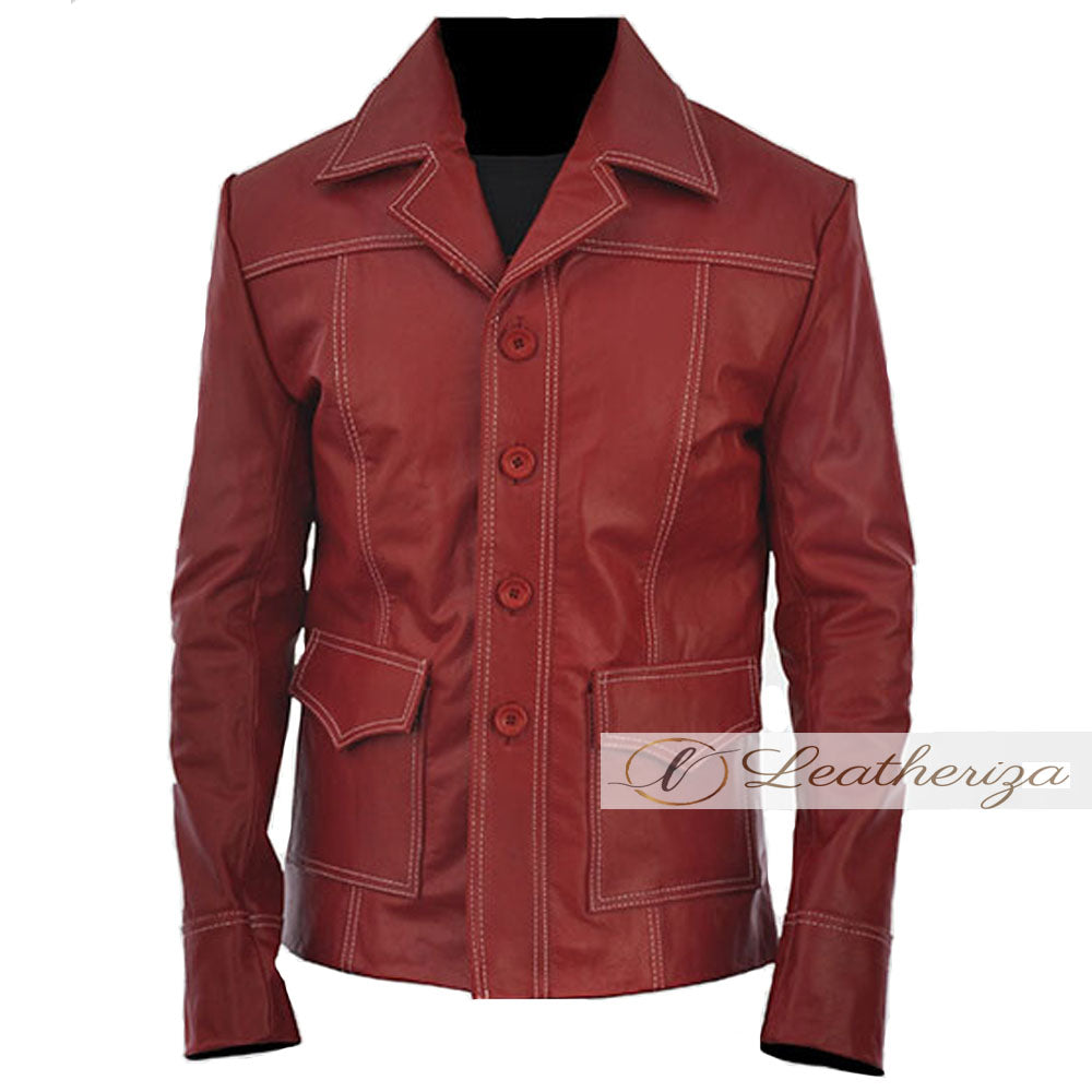 Cherry - Men's Red Leather Coat