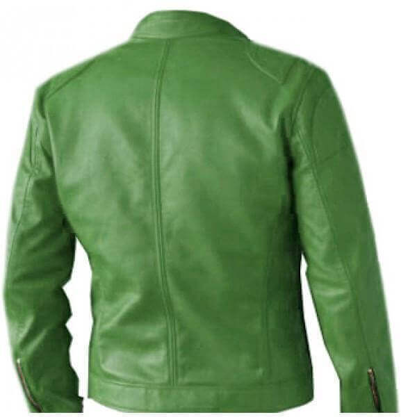 Kelly Green Men Leather Jacket