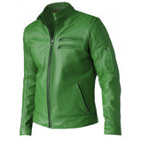 Kelly Green Men Leather Jacket