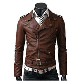 Men Brown Belted Leather Jacket