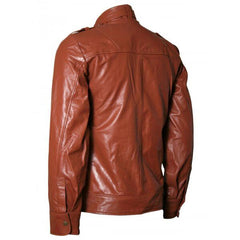 Men's Casual Stylish Brown Leather Jacket