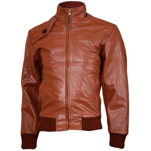 Men's Brown Elegant Leather Bomber Jacket