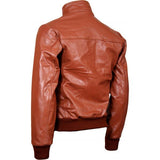 Men's Brown Elegant Leather Bomber Jacket