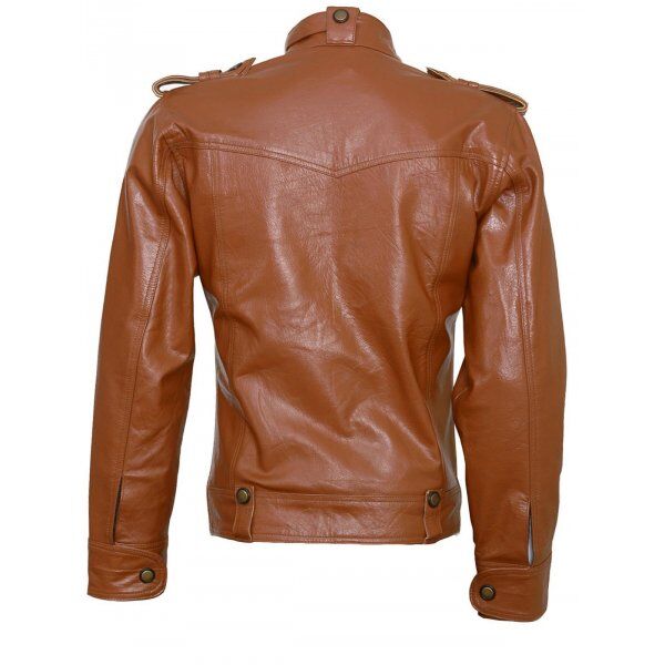 Men's Tan Brown Designer Biker Leather Jacket