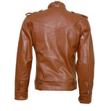 Men's Tan Brown Designer Biker Leather Jacket