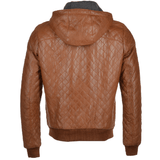 Men's Brown Simple Hooded Leather Jacket