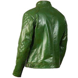 Moss Green Men Biker Leather Jacket