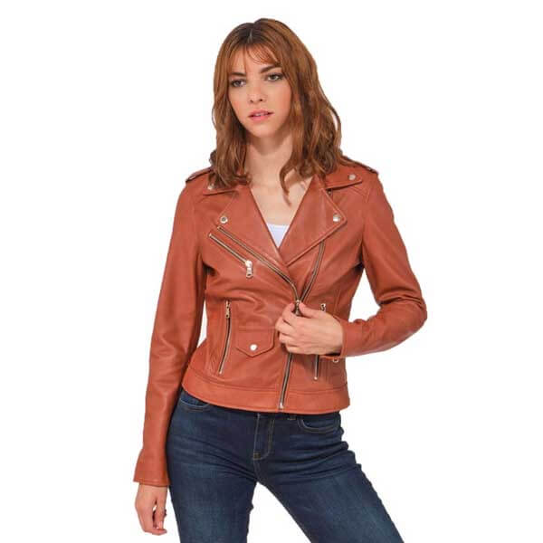 Women?s Leather Biker Genuine Sheepskin Jacket for Women
