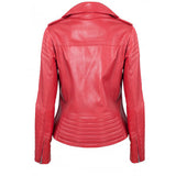 Women Red Elegant Biker Leather Jacket