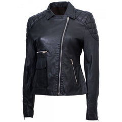 Women Black Elegant Biker Leather Jacket