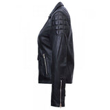 Women Black Elegant Biker Leather Jacket