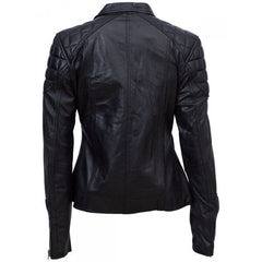 Women Black Elegant Biker Leather Jacket