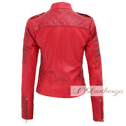 Modish Garnet Red Leather Jacket For Women