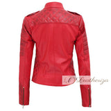 Modish Garnet Red Leather Jacket For Women