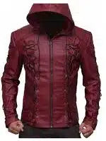 Red hood leather jacket for Sale