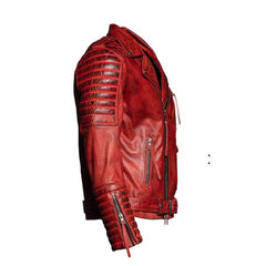 Mens Red Custom Leather Jacket