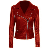 Deep Red Snazzy Women's Leather Jacket