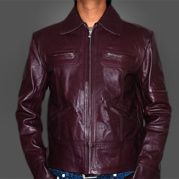 Elegant Burgundy Men Leather Jacket