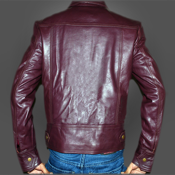 Elegant Burgundy Men Leather Jacket