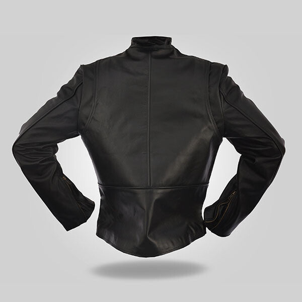 Strip Color - Men's Black Leather Jacket