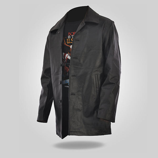 Curious - Black Leather Coat for Men