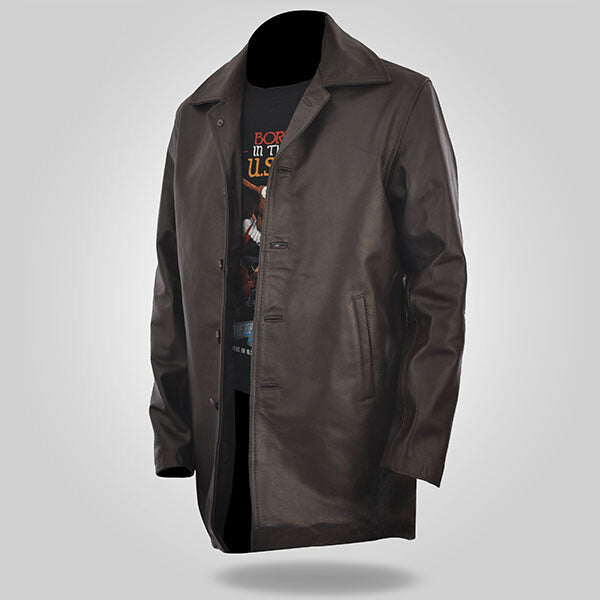 Detective - Men's Brown Leather Coat