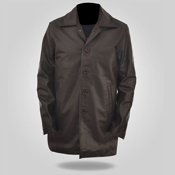 Detective - Men's Brown Leather Coat