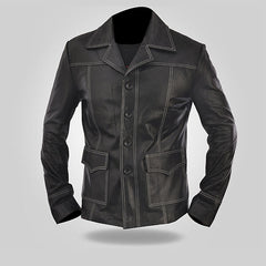 Coal Black - Men's Leather Coat